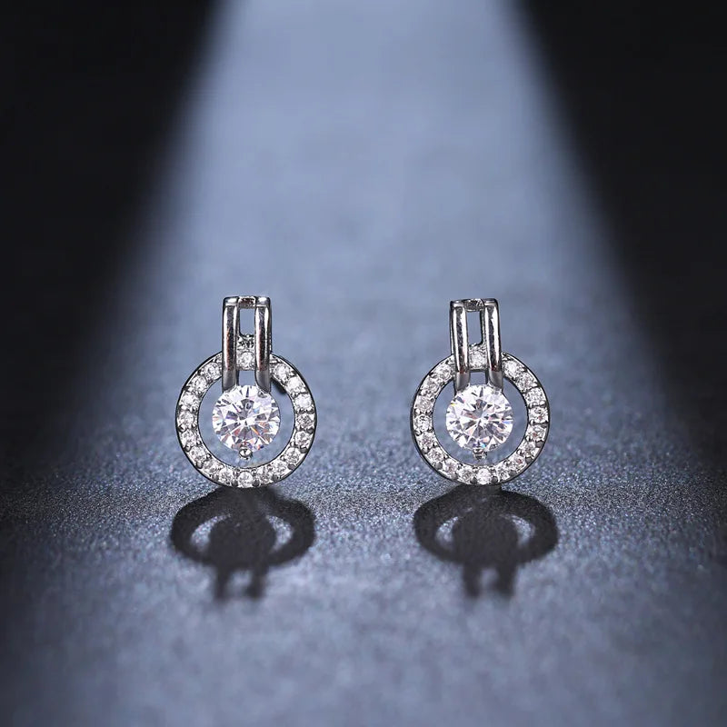Exquisite Fashion Chic Round Zircon Earrings Casual Ins Assorted Niche High-grade Sense Selling Elegant Accessories