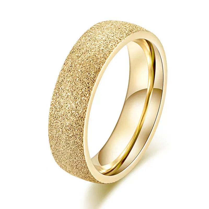 SUNIBI Frosted Stainless Steel Ring for Women Fashion Simple Gold Color Finger Rings Wedding Gifts Girls Jewelry Wholesale