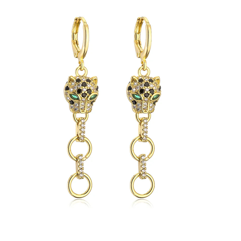 NEWBUY Fashion Gold Color Animal Dangle Earrings For Women Unique Design Leopard Earring Statement Female Party Jewelry