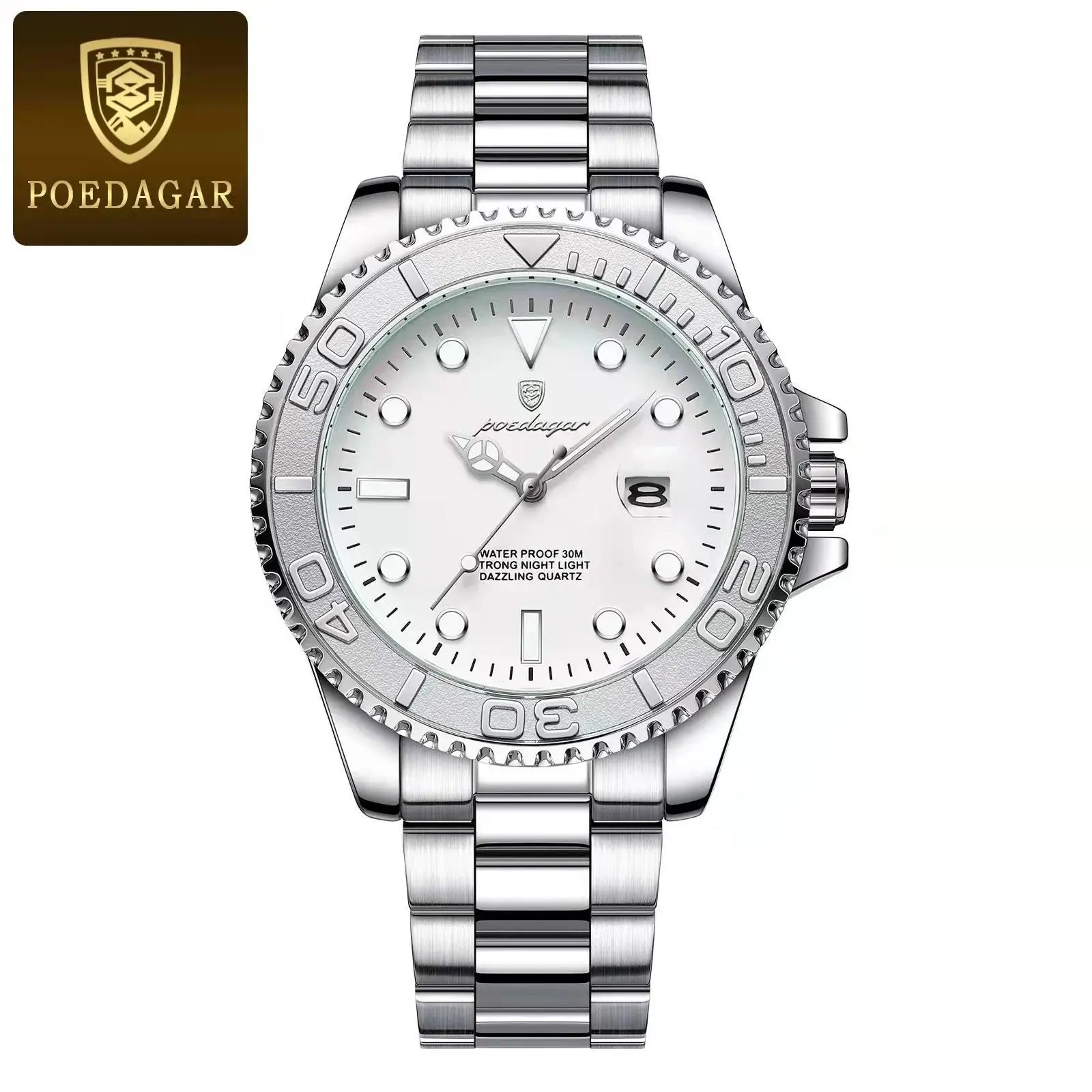 POEDAGAR Top Luxury Man Watch Waterproof Luminous Date Men Watch Stainless Steel Male Clock Sports Fashion Men's Quartz Watches
