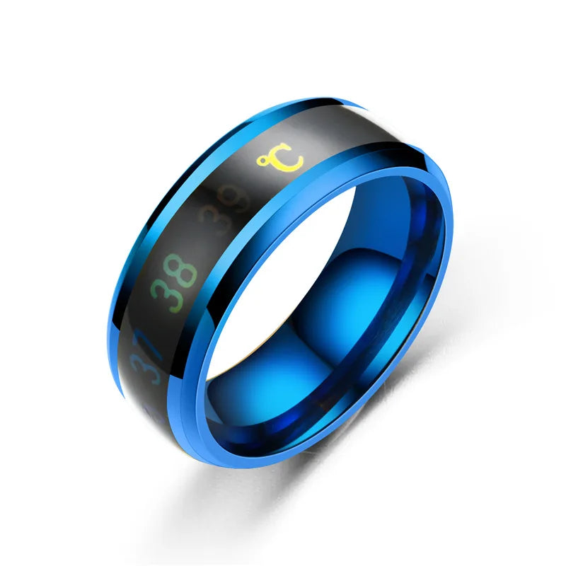 Temperature Couple Ring Titanium Steel Mood Emotion Feeling Intelligent Sensitive Rings for Women Men Fashion Waterproof Jewelry