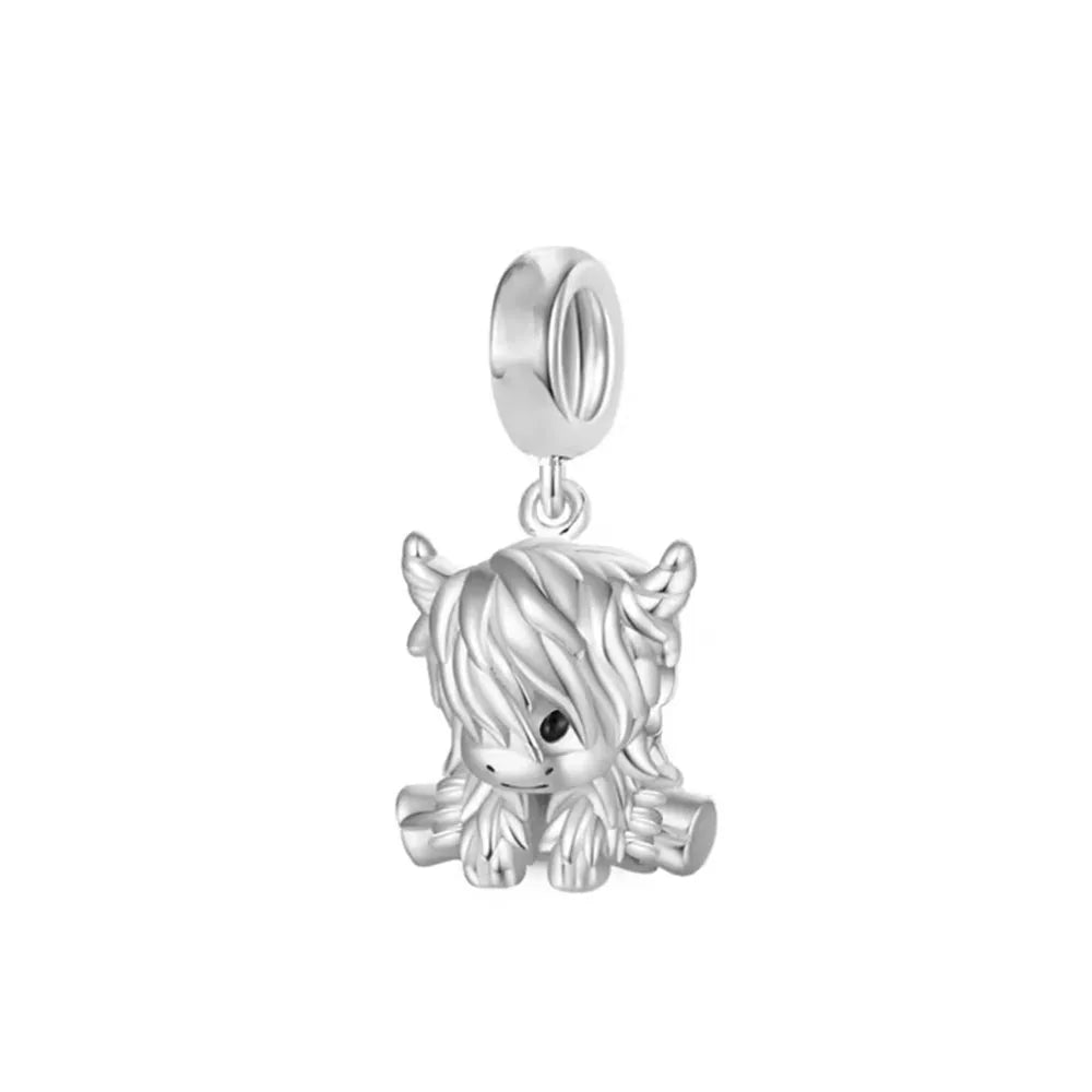 2026 925 Silver Flower, Butterfly, Highland Cow, Motorcycle Pendant Fit European Original Bracelet DIY Jewelry Exquisite Jewelry