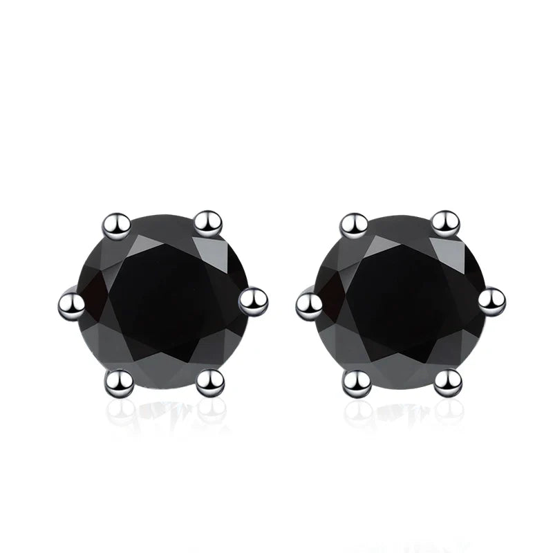 NeeTim 0.5ct 1ct 2ct Moissanite Stud Earrings for Women 925 Sterling Silver Green Pink Black Blue Grey Sparkling Studs Earring