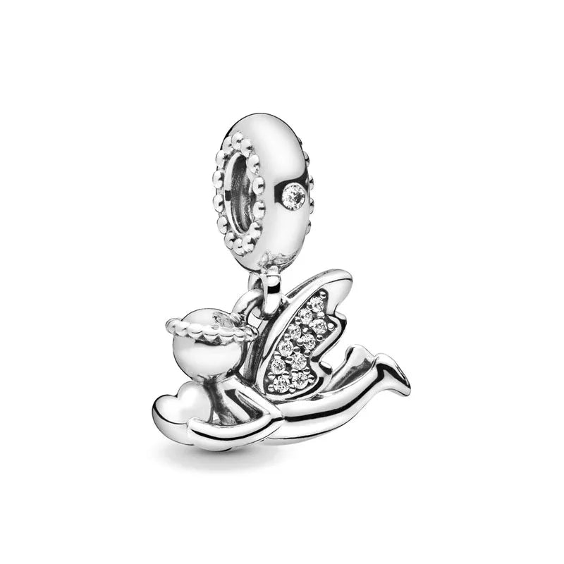 2026 New S925 Silver Robot Cross Digital Pendant, Suitable for Original Bracelets, DIY Accessories, Women's Charm Jewelry Gifts