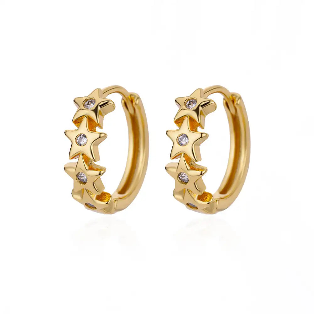 Zircon Star Pendientes Earrings for Women Girl Stainless Steel Gold Color Earring Y2k Wedding Aesthetic Jewelry aretes mujer