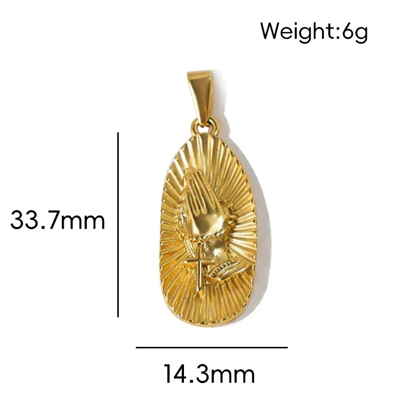 18K Gold Plated Stainless Steel Pendant Vintage Egyptian Pharaoh Portrait Lion Skull & Ghost Hand Charms Trendy Jewelry