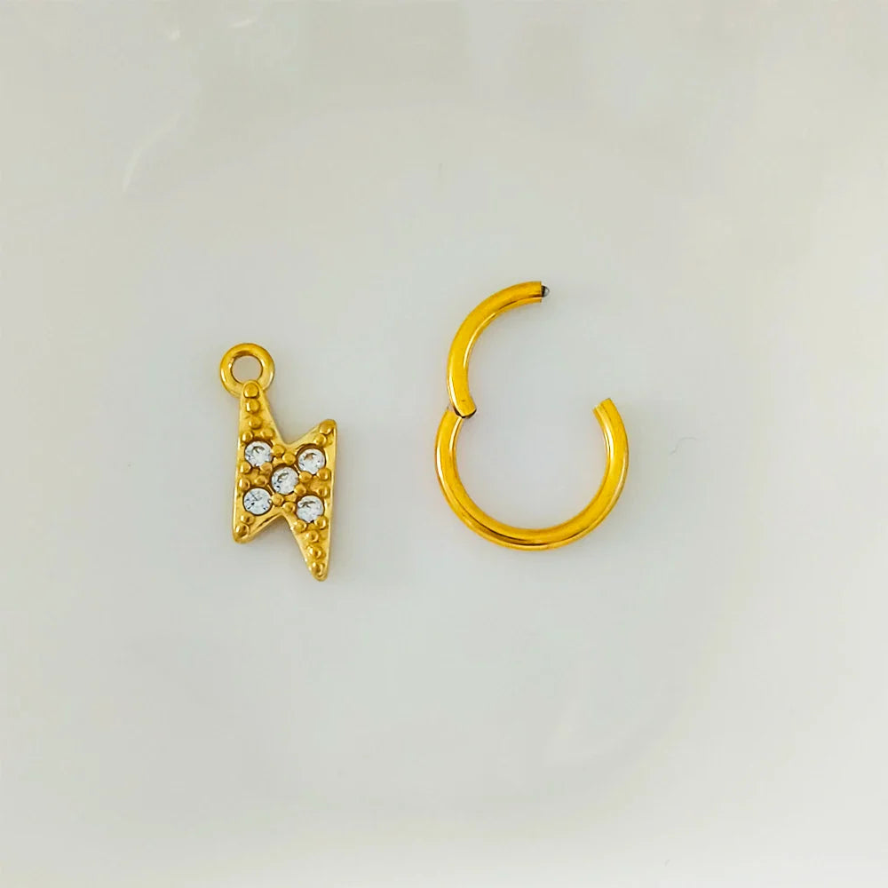 Waterdrops Pendant Conch Ring ASTM F136 G23 Titanium Piercings Moon Flowers Hinge Segment Clicker Teardrop Helix  Earrings