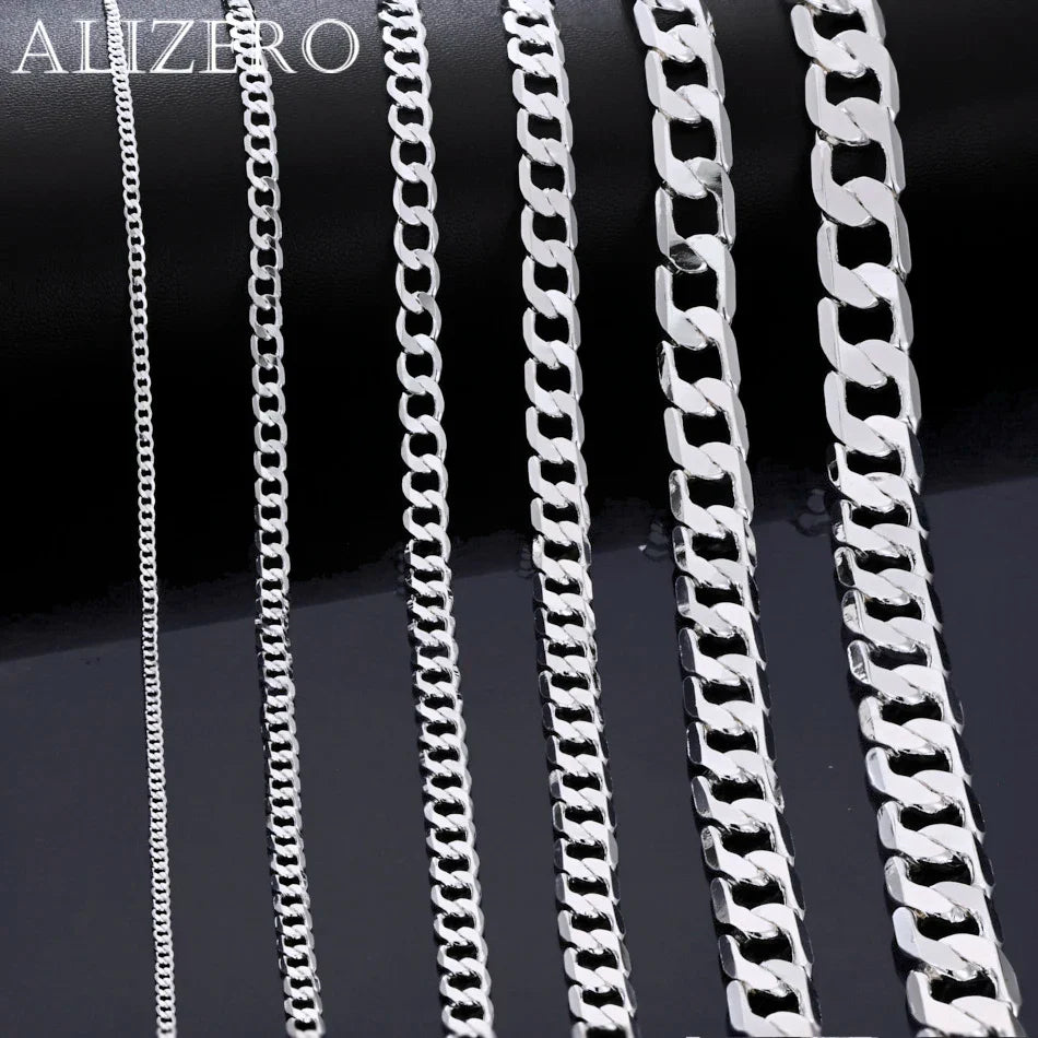 Men's 925 Sterling Silver Necklace 2/4/6/8/10/12MM 40-75cm Face Chain Necklace Lobster Clasp Men Women Engagement Jewelry Gifts