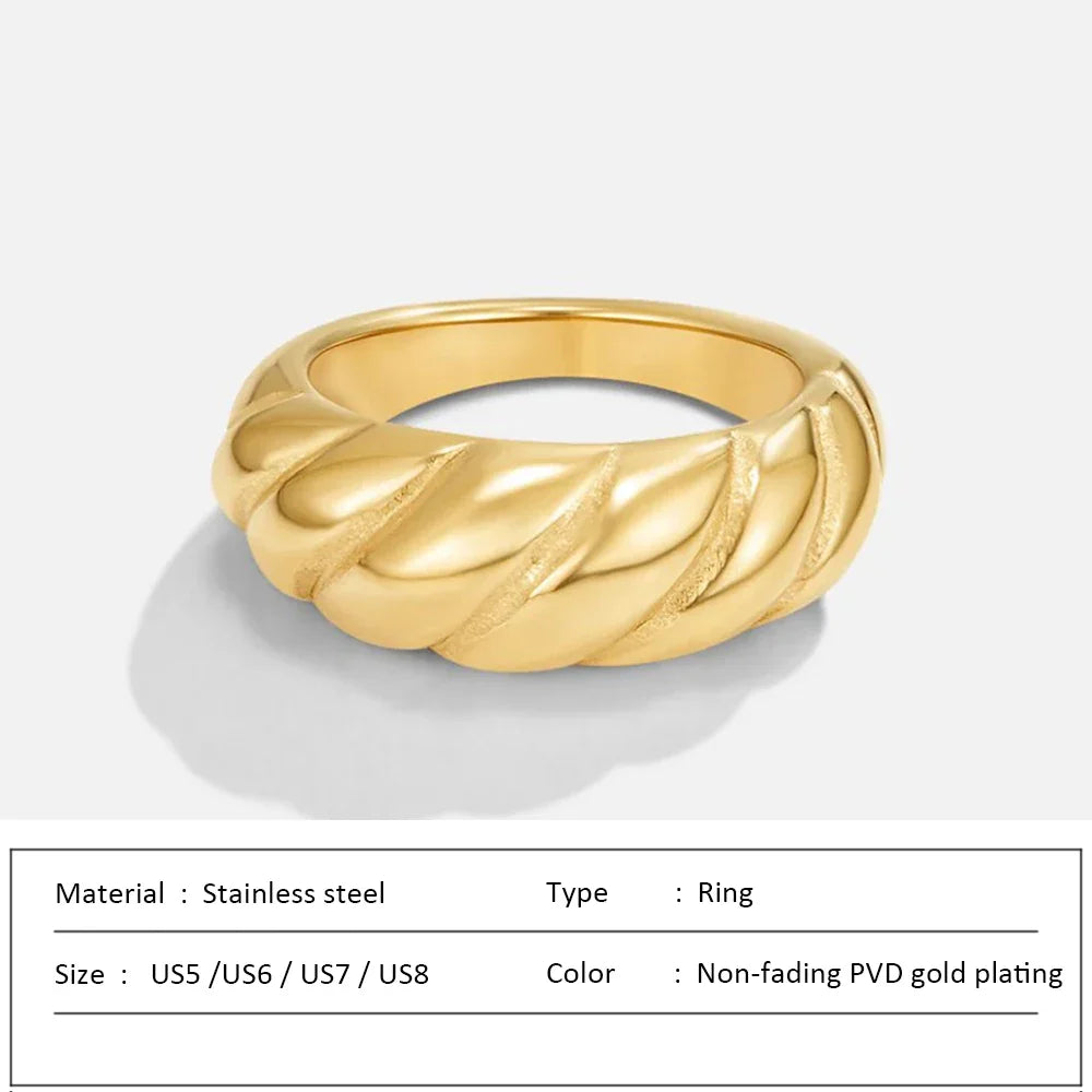 SUNIBI Stainless Steel Ring for Women And Men Classic Gold Color Simple Fashion Style Texture Rings Couple Wedding Jewelry