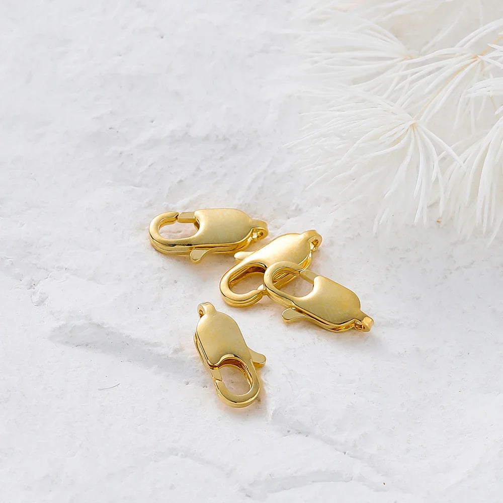 10pcs/lot 14K 18K Gold Plated Lobster Clasps Jump Rings End Chain Connector Hooks For DIY Necklace Bracelet Making Components