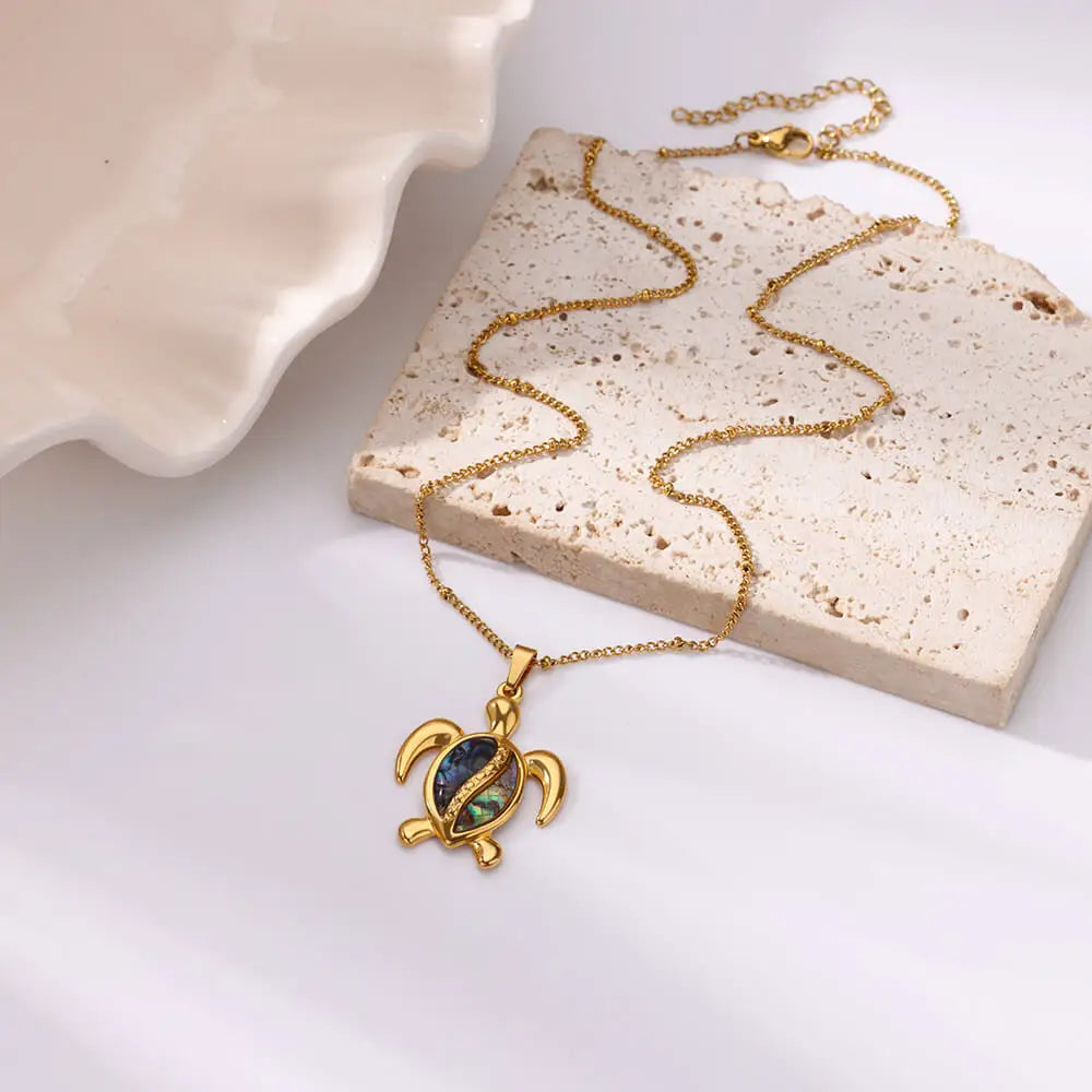 Summer Beach Turtle Necklace for Women Stainless Steel Chain Collar Pendant Necklaces Elegant Charm Jewelry Gift y2k Accessories