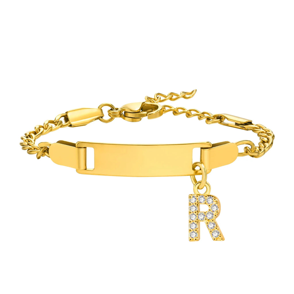 Personalized Name Bracelet With Initials for Boy Girl, Free Engraving Date ID Wristband Birthday Gift