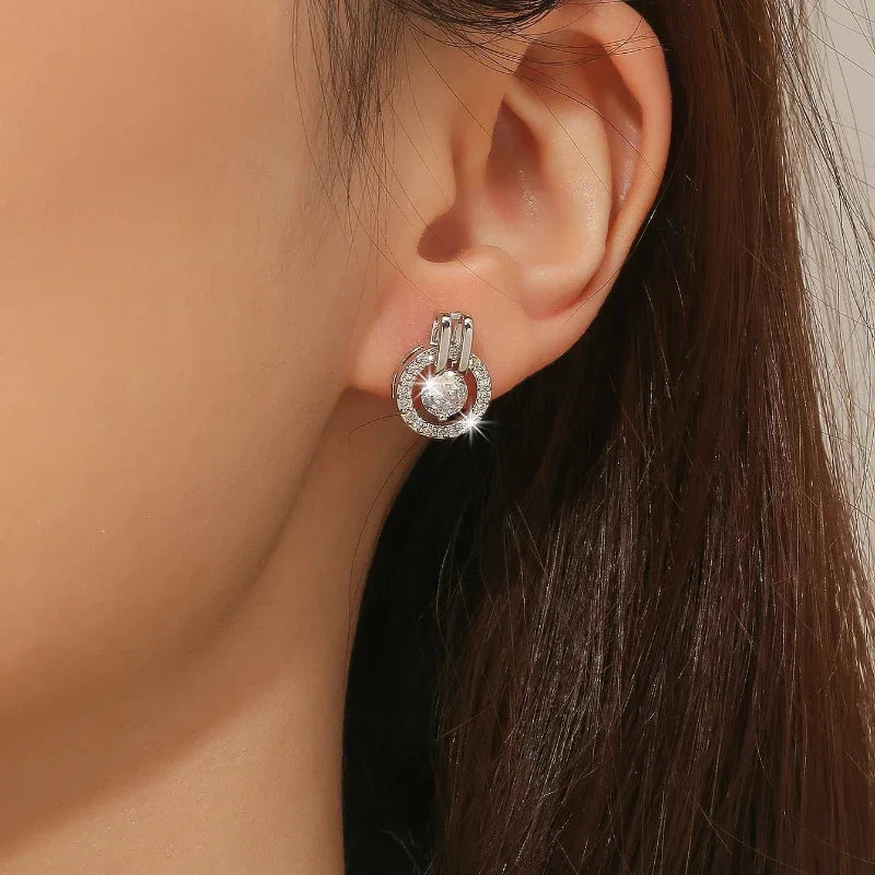 Exquisite Fashion Chic Round Zircon Earrings Casual Ins Assorted Niche High-grade Sense Selling Elegant Accessories