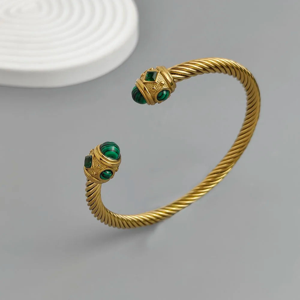 Original steel wire twist sapphire stainless steel women's bracelet, waterproof and rust-free, couple bracelet