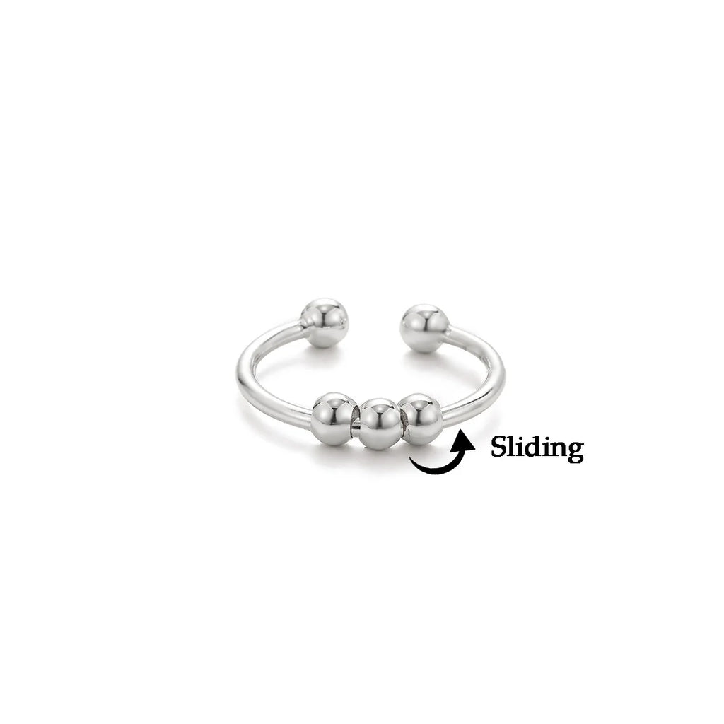 Stainless Steel Double Ball Adjustable Ring For Women Unisex Gold Color Trendy Finger Rings Decompression Jewelry Gifts Anillos