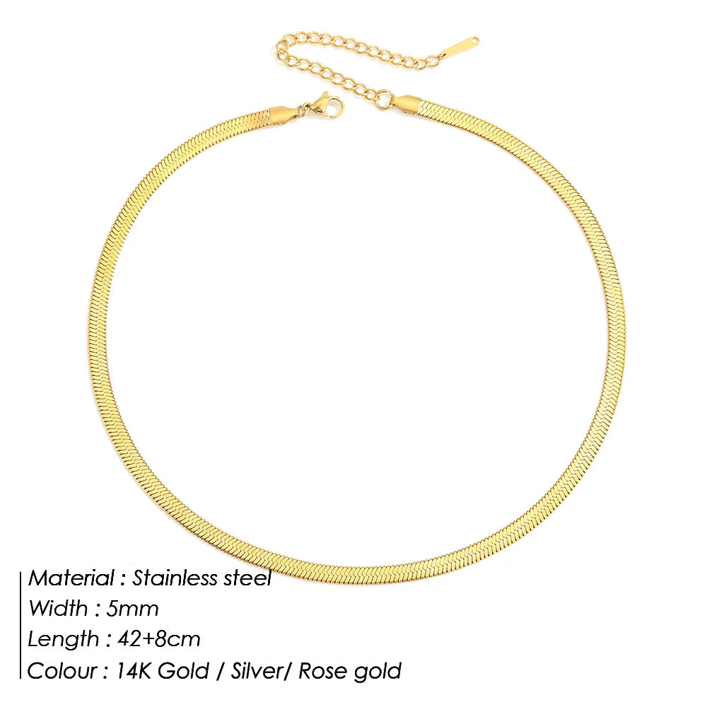 SUNIBI Stainless Steel Necklaces for Women Gold Color Basic Punk Link Chain Necklace Solid Metal Jewelry Wholesale/dropshipping