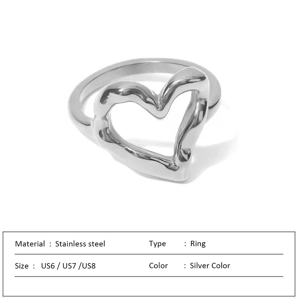 Vintage Circle Motif Stainless Steel Ring for Women Melted Texture Detail Texture Temperament Jewelry Wholesale Dropshipping