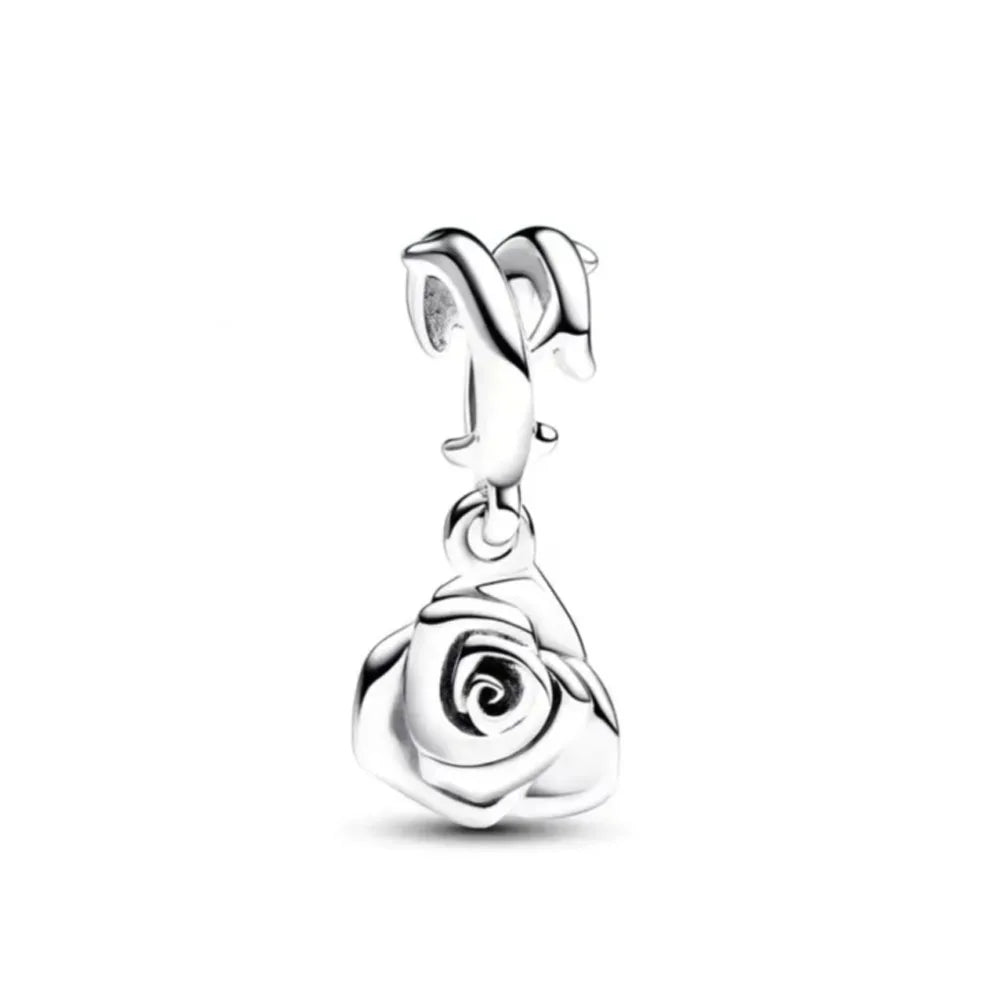 European New 925 Sterling Silver Spring New Pink Flower Ballon Cat Diy Beads Charm Fit European S925 Bracelet Bangles