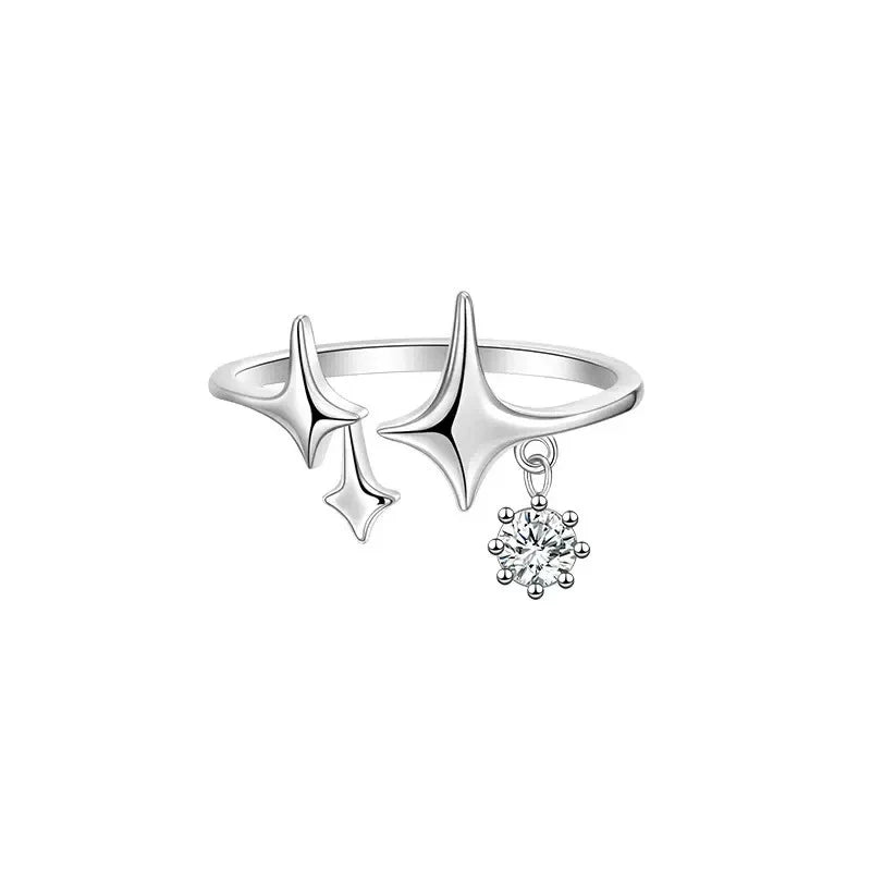 VENTFILLE 925 Silver Moon Tassel Opening Female Fashion Ins Ring