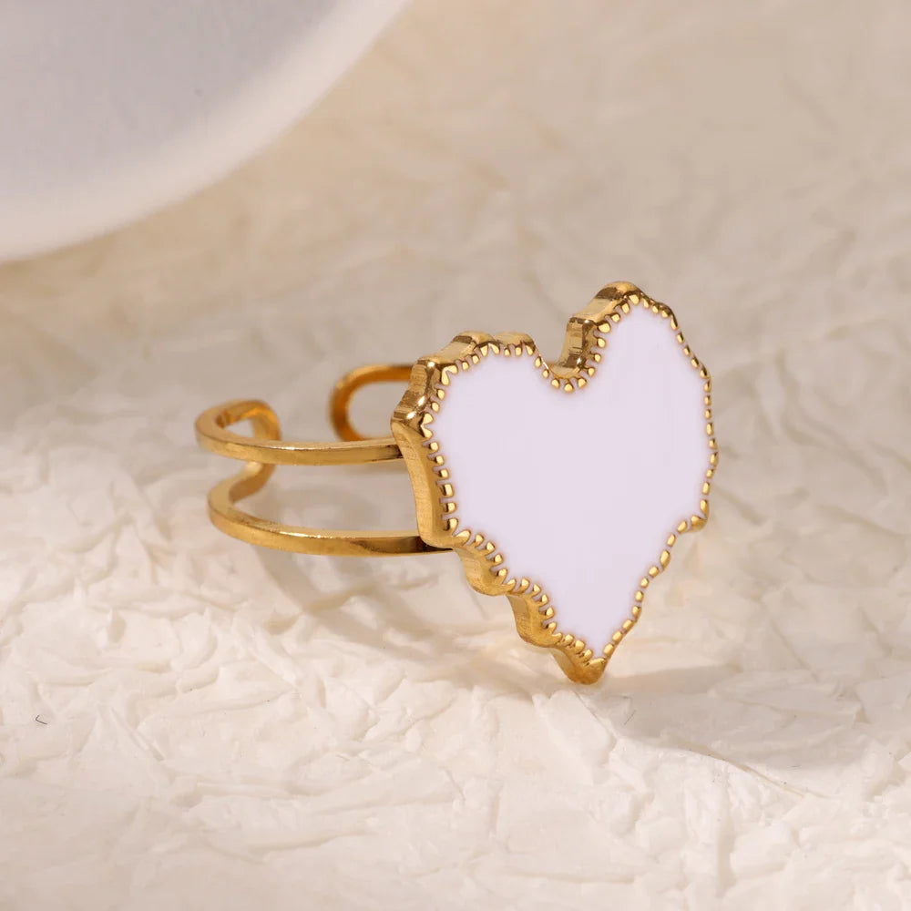 Stainless Steel Flower Big Open Rings For Women Gold Color Imitation Pearl Hollow Out Ring Trendy Aesthetic Jewerly Gifts