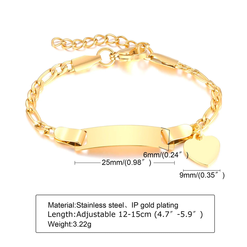 Custom Personalized Name ID Bracelet Gilrs Boy Gifts, Stainless Steel Curb Chain Link Crown Bracelet Not Allergic