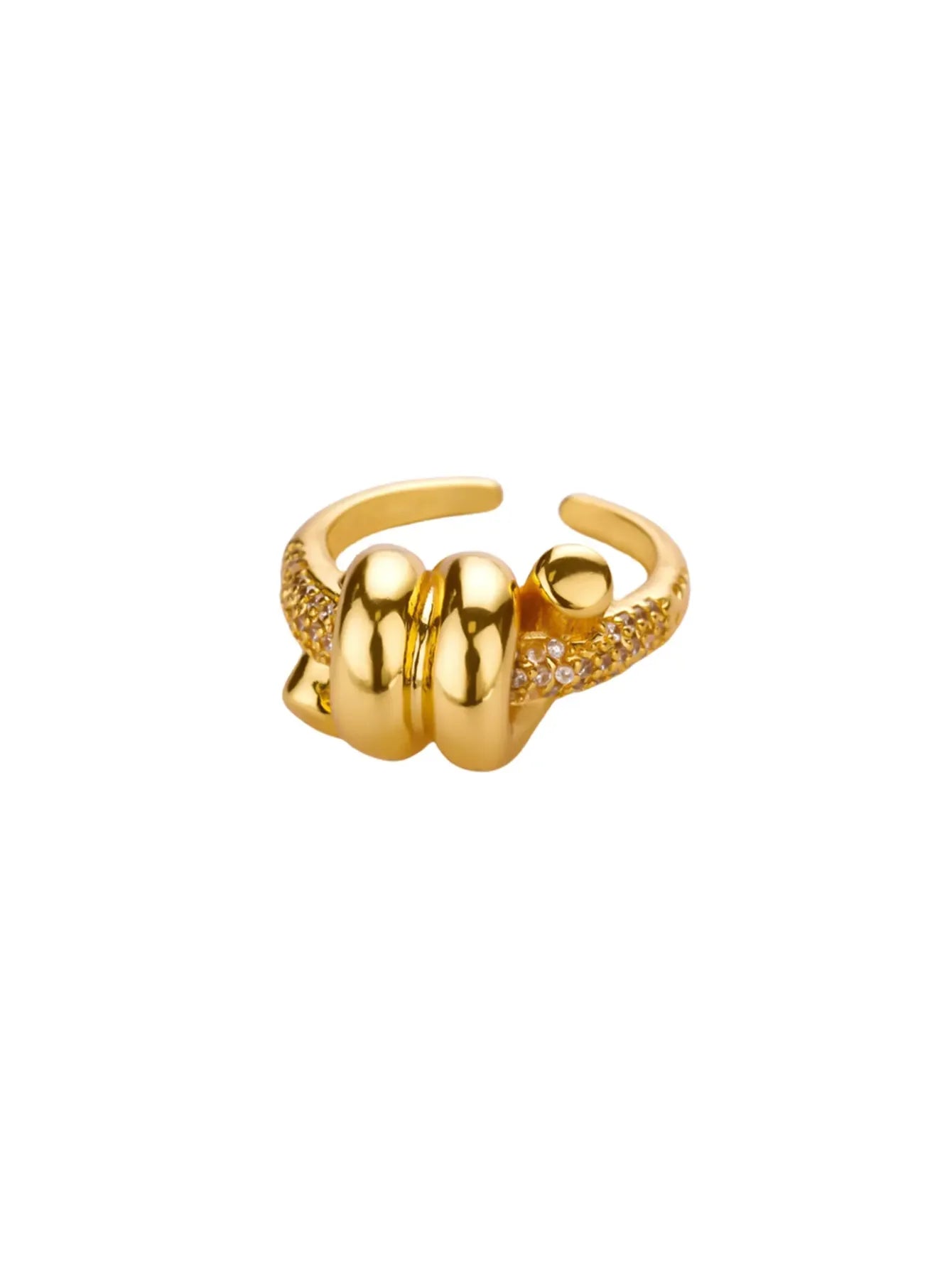 Zircon Star Knot Rings For Women Gold Color Stainless Steel Geometric Adjustable Finger Rings Wedding Couple Jewelry Gifts