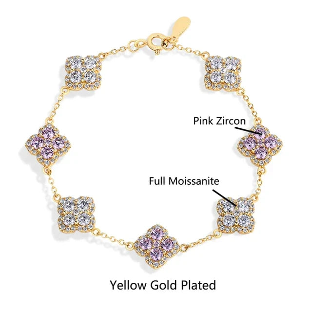 MINTYBOX S925 Sterling Silver Full Moissanite Bracelets D VVS1 Lab Diamond for Women 18k Gold Plated Engagement Jewelry Gift