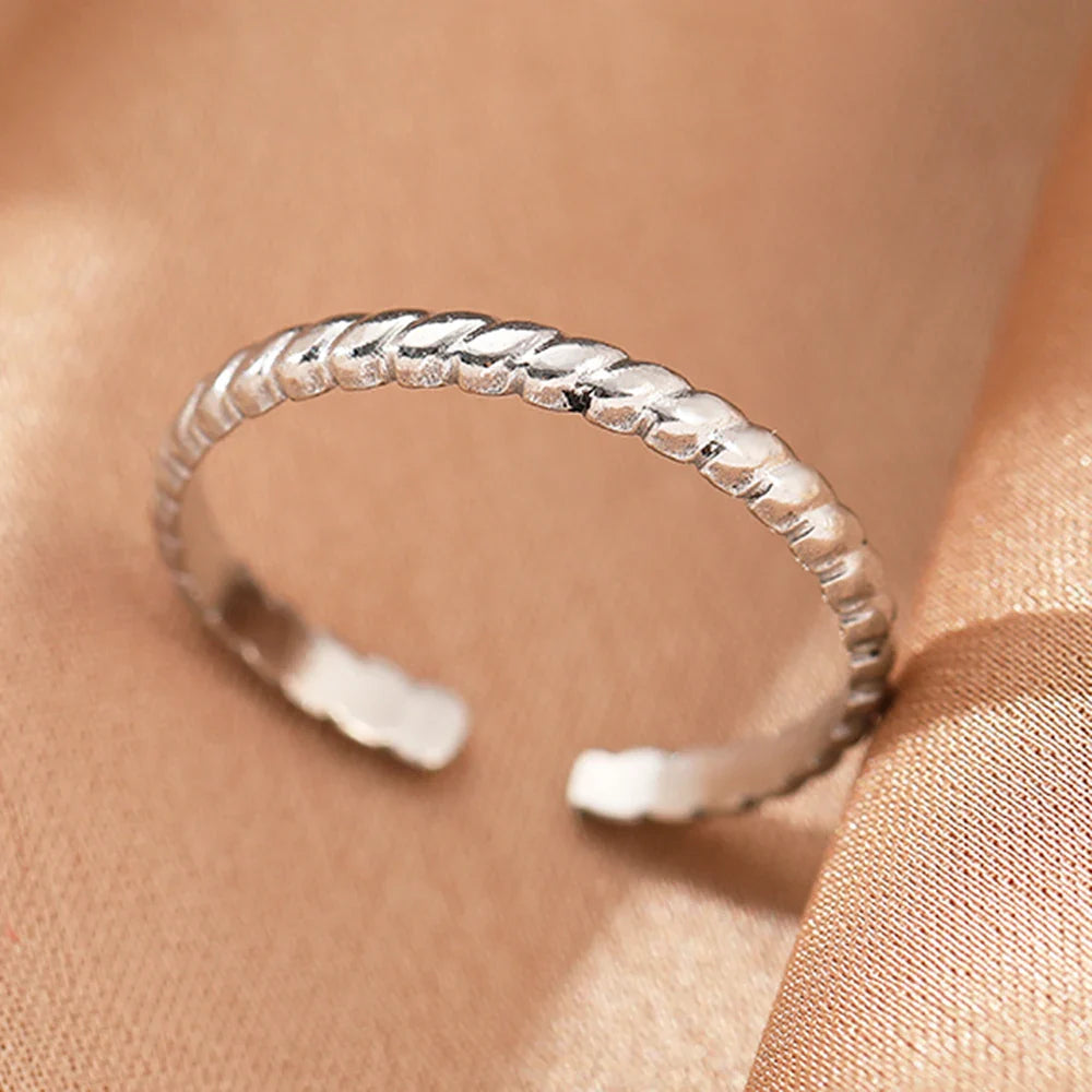 Stainless Steel Rings Simpler Geometric Fashion Vintage Fine Adjustable Open Rings For Women Jewelry Weddings Gifts New Trendy