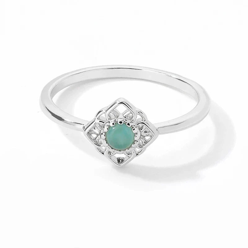 Stainless Steel Lotus Flower Ring for Women Gold Color Vintage Stone Opal Oval Flower Ring Fashion Aesthetic Jewelry Gift