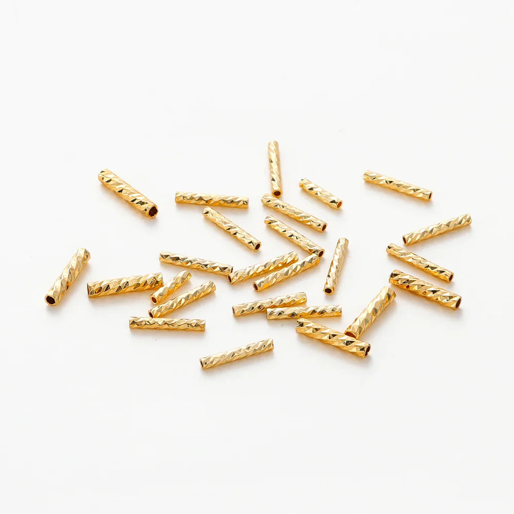 100pcs 7MM 10MM 14K 18K Gold Plated Brass Straight Tube for Bracelet Making StripeTubes Jewelry Supplies Diy Accessories