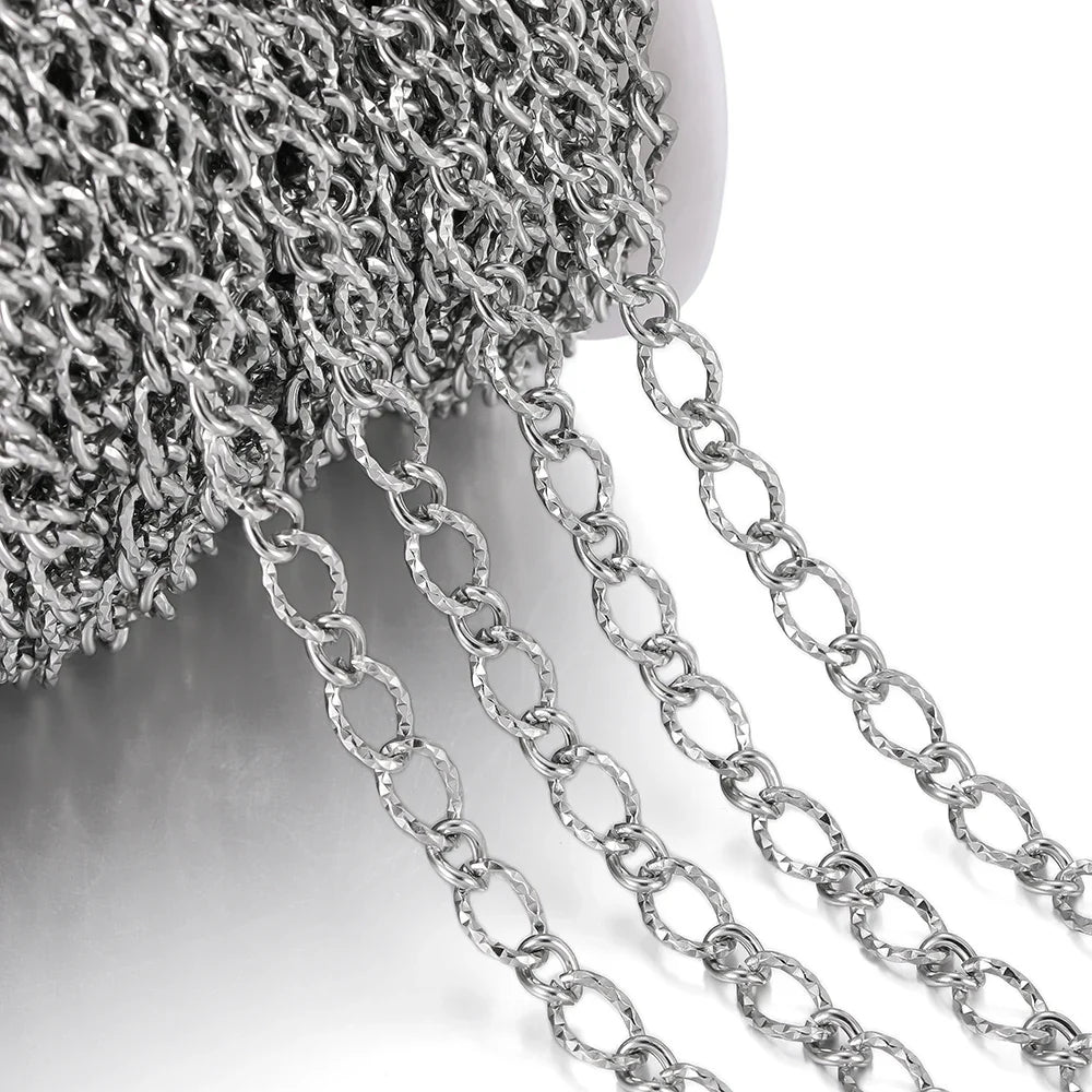 1Meter/Pack 304 Stainless Steel Knot Gold Steel Color Handmade Chains for DIY Necklace Bracelets Jewelry Making Accessories