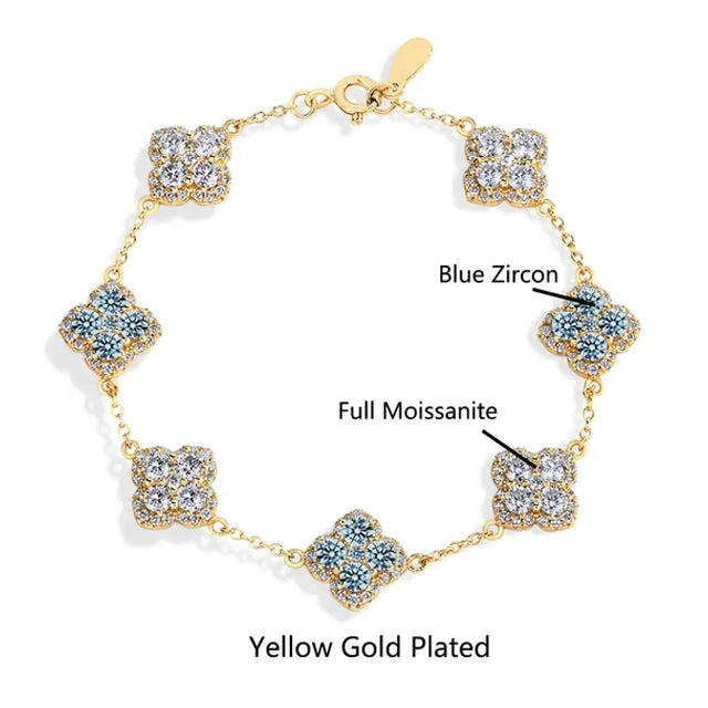 MINTYBOX S925 Sterling Silver Full Moissanite Bracelets D VVS1 Lab Diamond for Women 18k Gold Plated Engagement Jewelry Gift