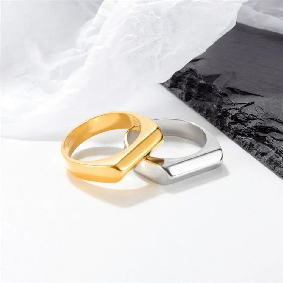 SUNIBI Stainless Steel Ring for Women 5mm Gold Color Custom Lover Couple Rings Gift Fashion Jewelry Wholesale/Dropshipping