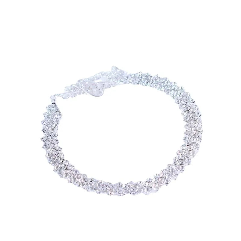Chic Fresh Diamond-shaped Rhinestone Anklet Simple Diamond Cross Foot Decoration European and American Fashion Jewelry