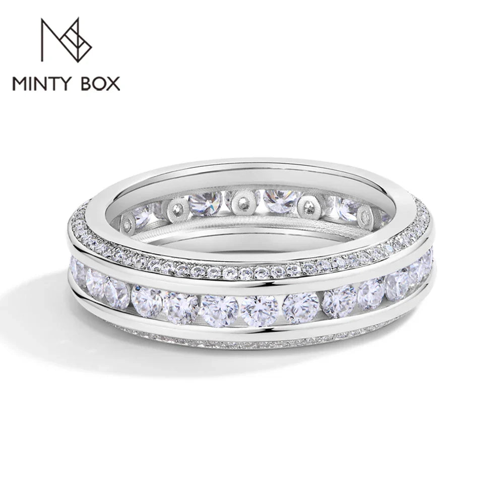 MINTYBOX  S925 Sterling Silver Moissanite Ring D VVS1 Lab Grown Diamond 1.68ctw Engagement Rings For Women Wedding Band Gift