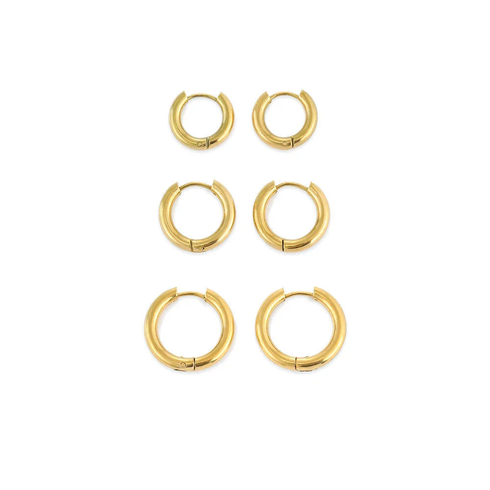 Minimalist Stainless Steel Round Earrings for Women Trendy Geometric Drop Statement Earrings Party Fashion Jewelry Gift