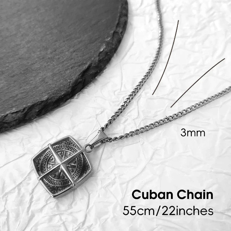 Nautical Compass Pendant Necklace - Waterproof Punk Retro Compass Pendant  | 18K Gold Plated Stainless Steel Jewelry Gift