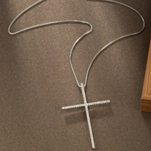1pcs Slender Cross Pendant Necklace Fashion Trend Hip Hop Punk Style Necklace Religious Elements Prayer Jewelry