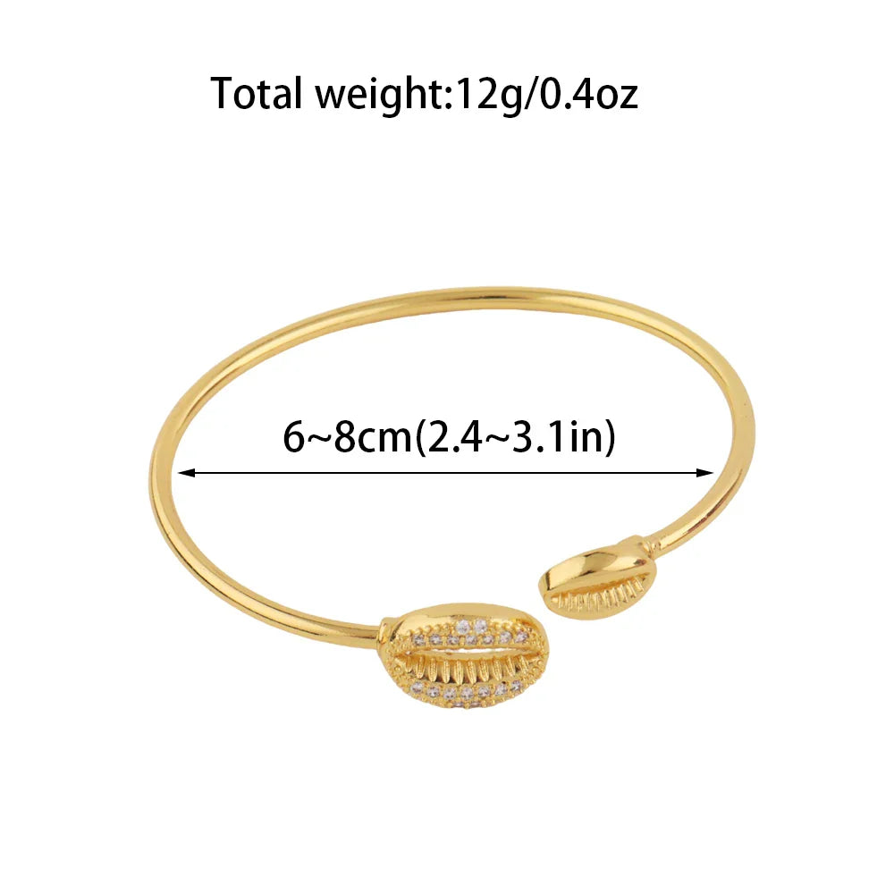 Ocean Shell Bracelet Rings Colorfast Stain-Free Jewelry 18K Gold Color Map of Africa Jewelry Accessories Anniversary Gifts