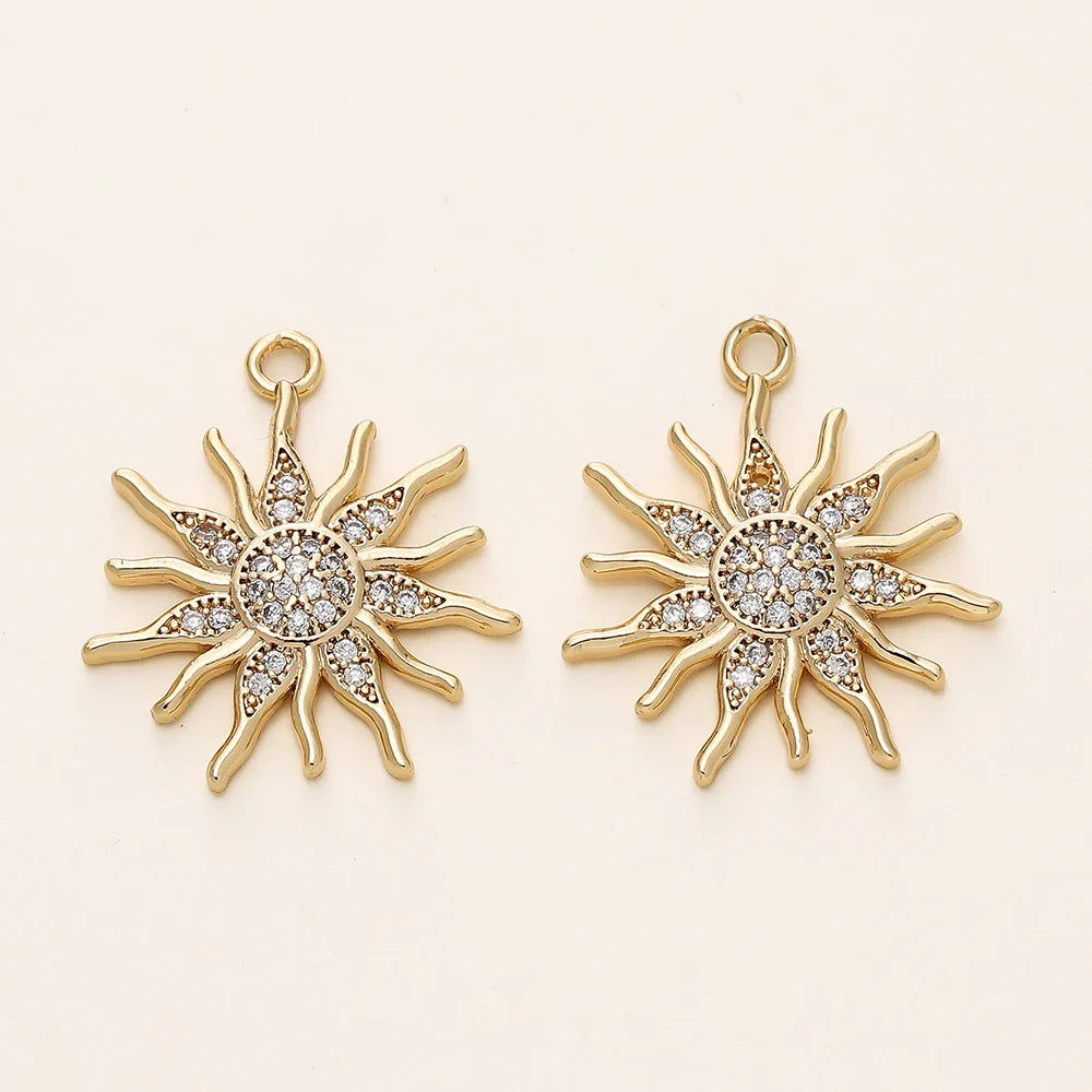 2/4Pcs 18K Gold Color Plated Various Leaves Charms Pendants with Zircon for DIY Necklace Jewelry Making Supplies Accessories