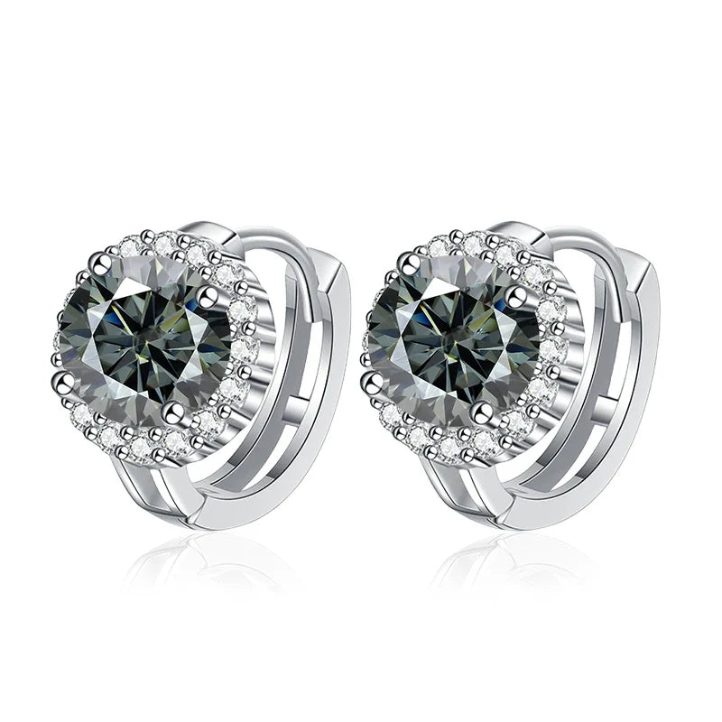 NeeTim 0.5ct 1ct Pink Moissanite Earrings Women S925 Silver Black Blue Green Grey Rainbow Lab Diamond Wedding Studs Earring