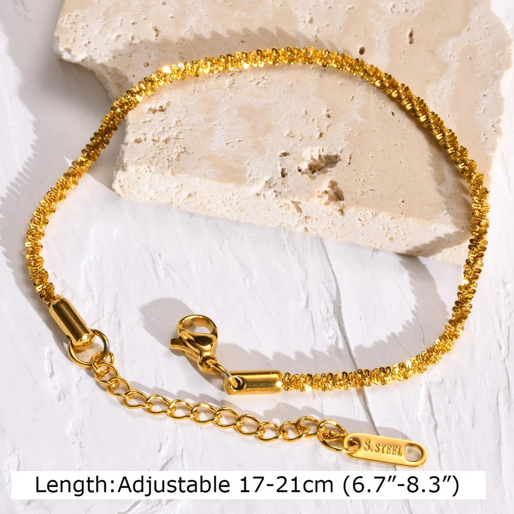 Statement Stainless Steel Chain Bracelet for Women, Vintage 18k Gold Plated Elegant Jewerlry