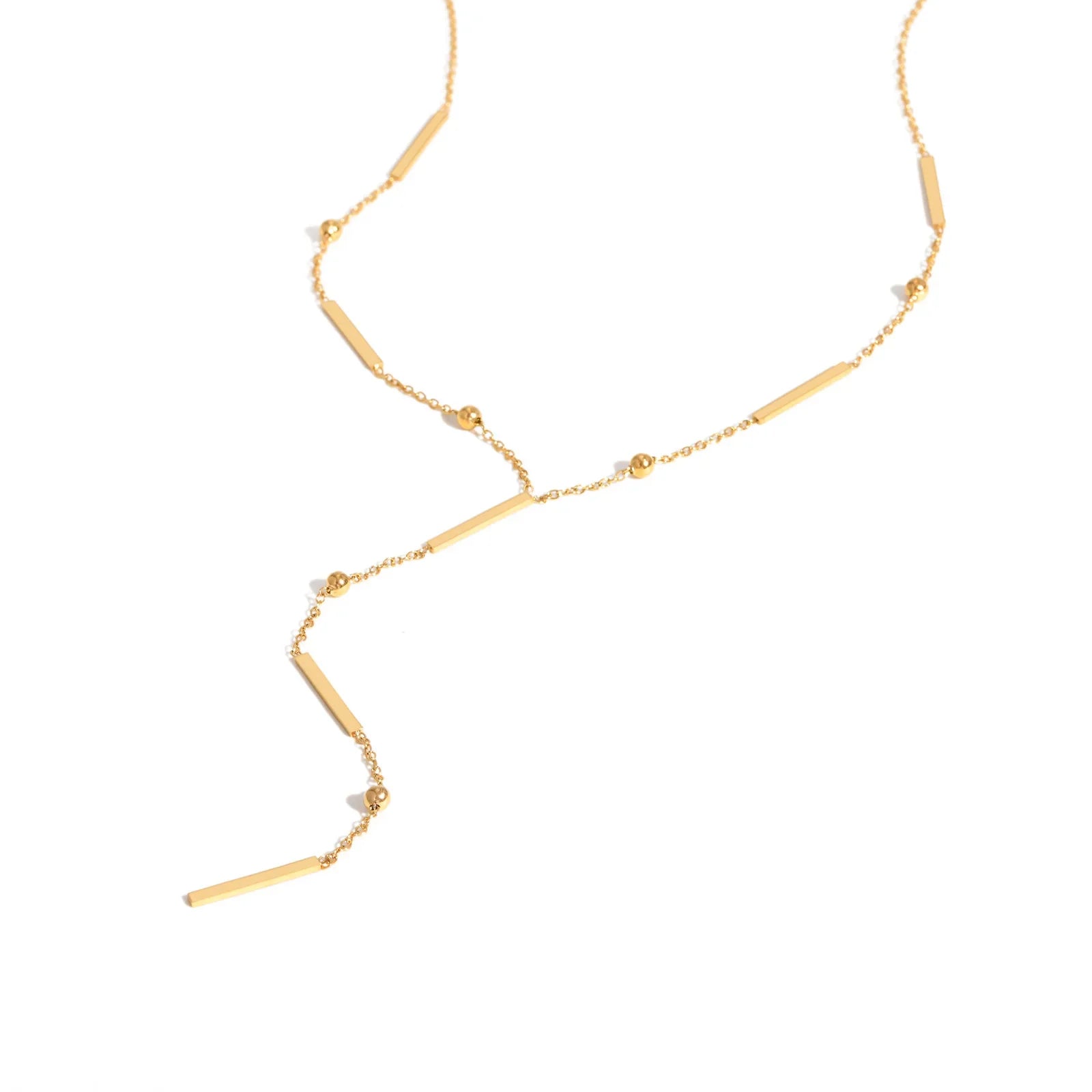 Beaded Long Chain Y Shape Necklace For Women, Minimalist Drop Bar Pendant Choker Necklaces, Clavicle Chain Jewelry