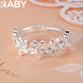 Hot new charms 925 Sterling Silver flower Rings for Women adjustable Elegant Fashion Wedding Party Holiday gifts Charm Jewelry