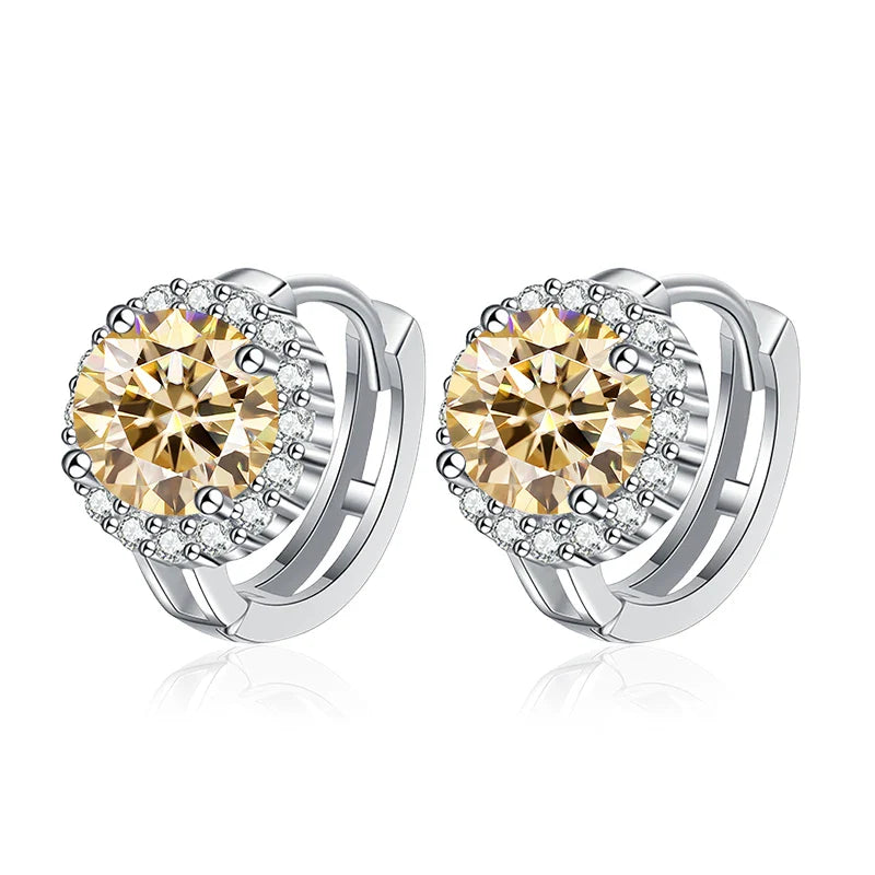 NeeTim 0.5ct 1ct Pink Moissanite Earrings Women S925 Silver Black Blue Green Grey Rainbow Lab Diamond Wedding Studs Earring
