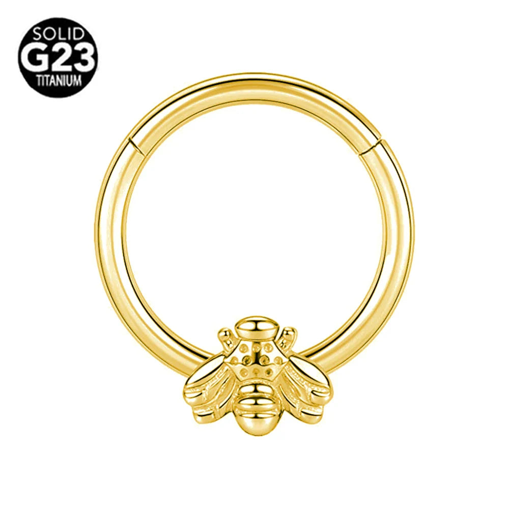 G23 Titanium Bee Septum Nose Ring Piercing Body Jewelry 16G Moon Segment Snake Clicker Helix  Ear Cartilage Heart Daith Hoop