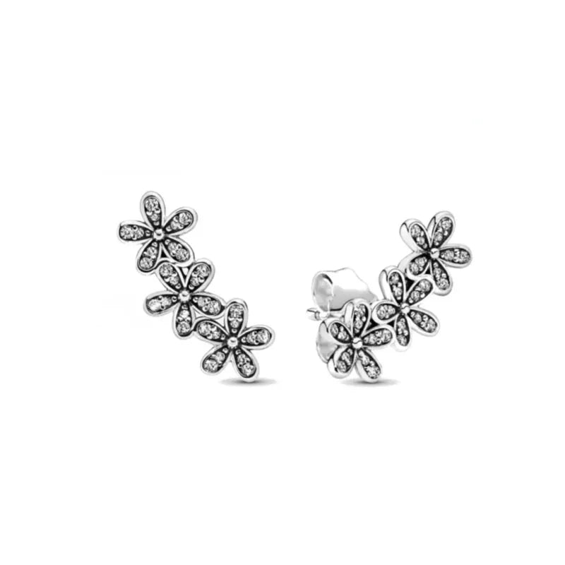 Christmas 925 Silver Daisy Flower Stud Earrings, Fit Women's Festival Exquisite Charm Jewelry Gifts