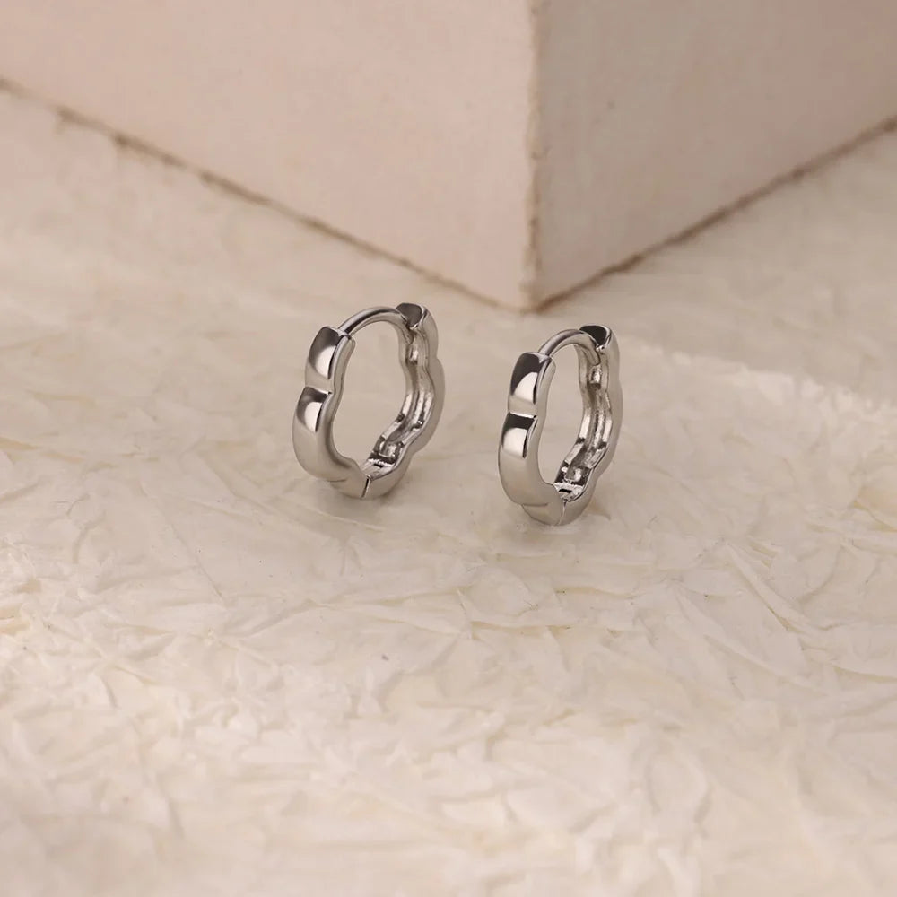 Chunky Flower Hoop Earring for Women Stainless Steel Gold Color Wedding Aesthetic Earring New Couple Jewelry Accessories Gift