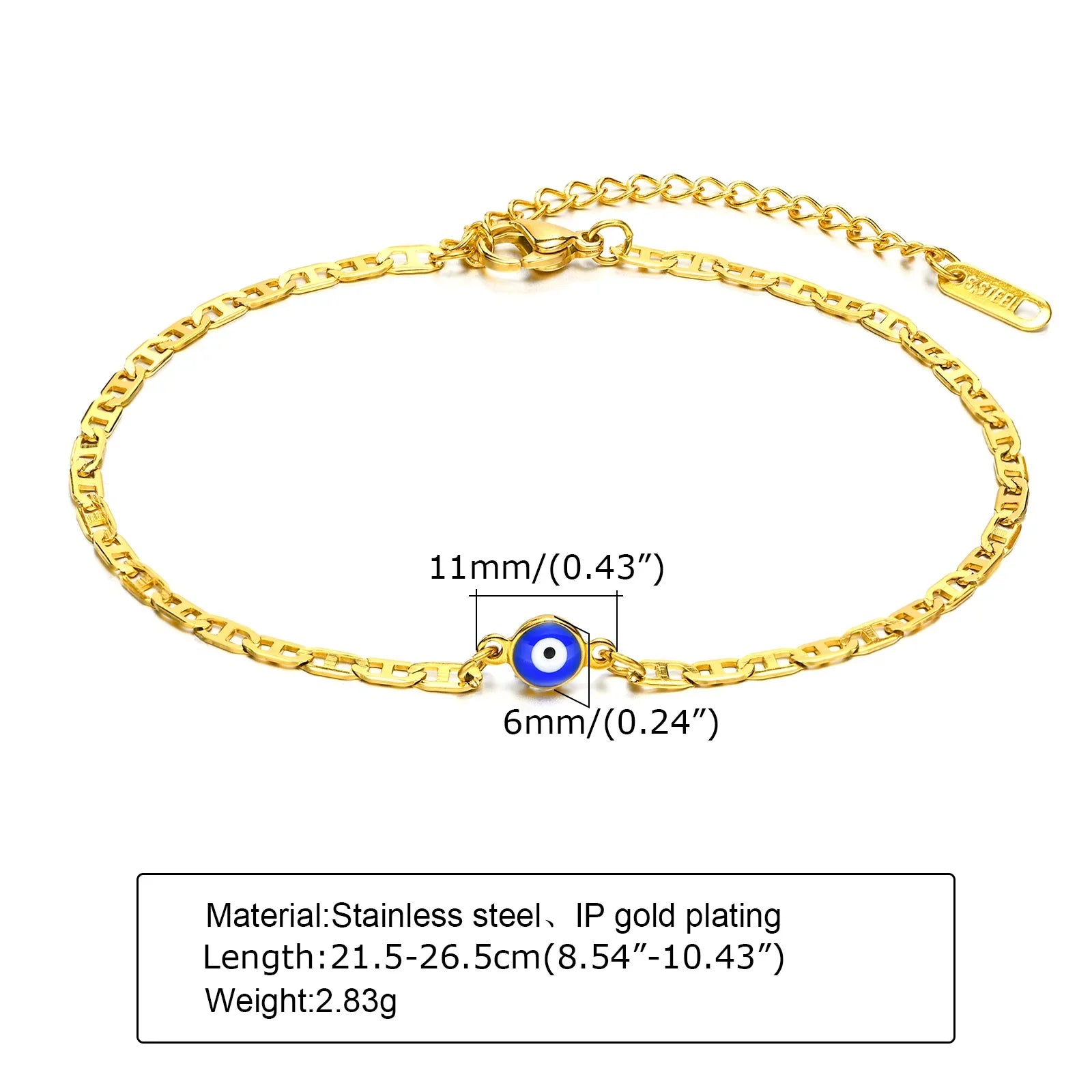 Stainless Steel Lucky Evil Eye Anklet Bracelet for Women, Blue Eye Beaded Chain Foot Anklets Summer Beach Lucky Amulet Gift