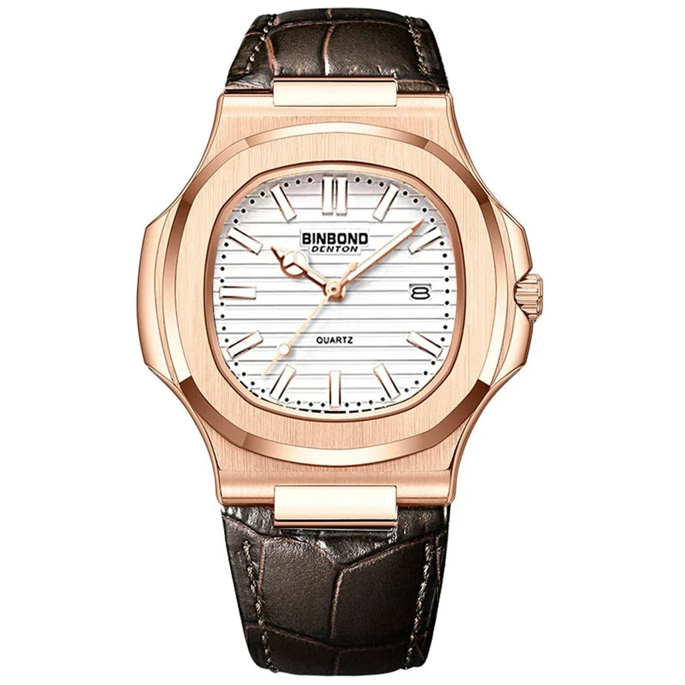 New Casual Business Fashion Quartz Wristwatches Rose Gold Clock Men Luxury Watch Automatic Watches Mens Black Relogio Masculino